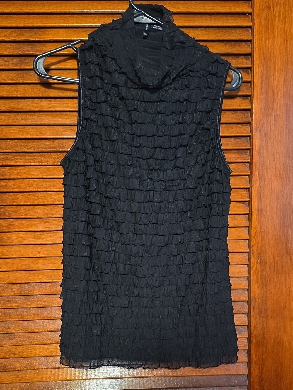new directions Black Sleeveless Ruffled Cowl Neck Camisole